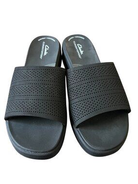 Clarks Cloudsteppers Womens Black Drift Twist Slide Sandals Size 9M Comfortable